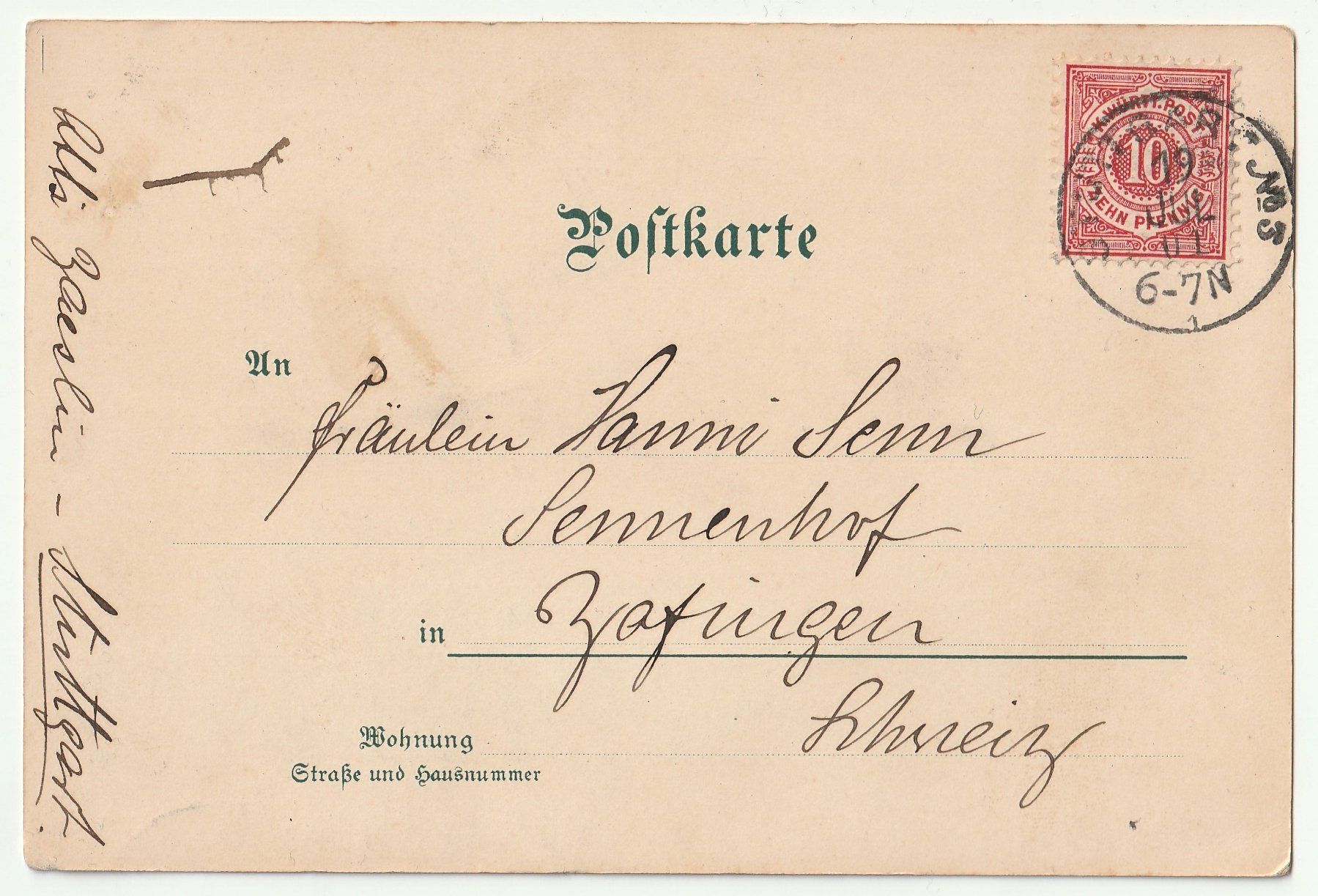 Cartoline postali: Postkarte 1901 Stuttgart - nach Zofingen – Usato da Basel venduto da chrisKB 1