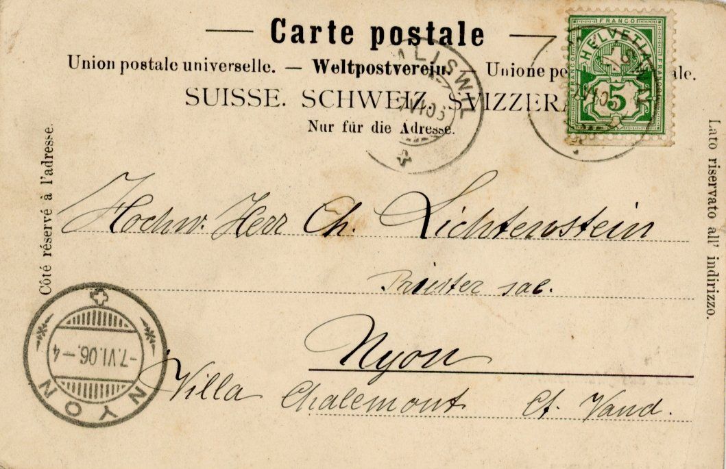 Ansichtskarten: Mümliswil   SO        um 1906 – Gebraucht aus Brig von Valcards54 1