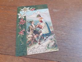 KITSCH - PRAEGEKARTE - PAAR - GRüSS GOTT - ZUZWYL 1904