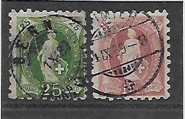 1988 67B & 71B Steh. Helvetia B-Typ Kat. 180.- Voll-Stempel