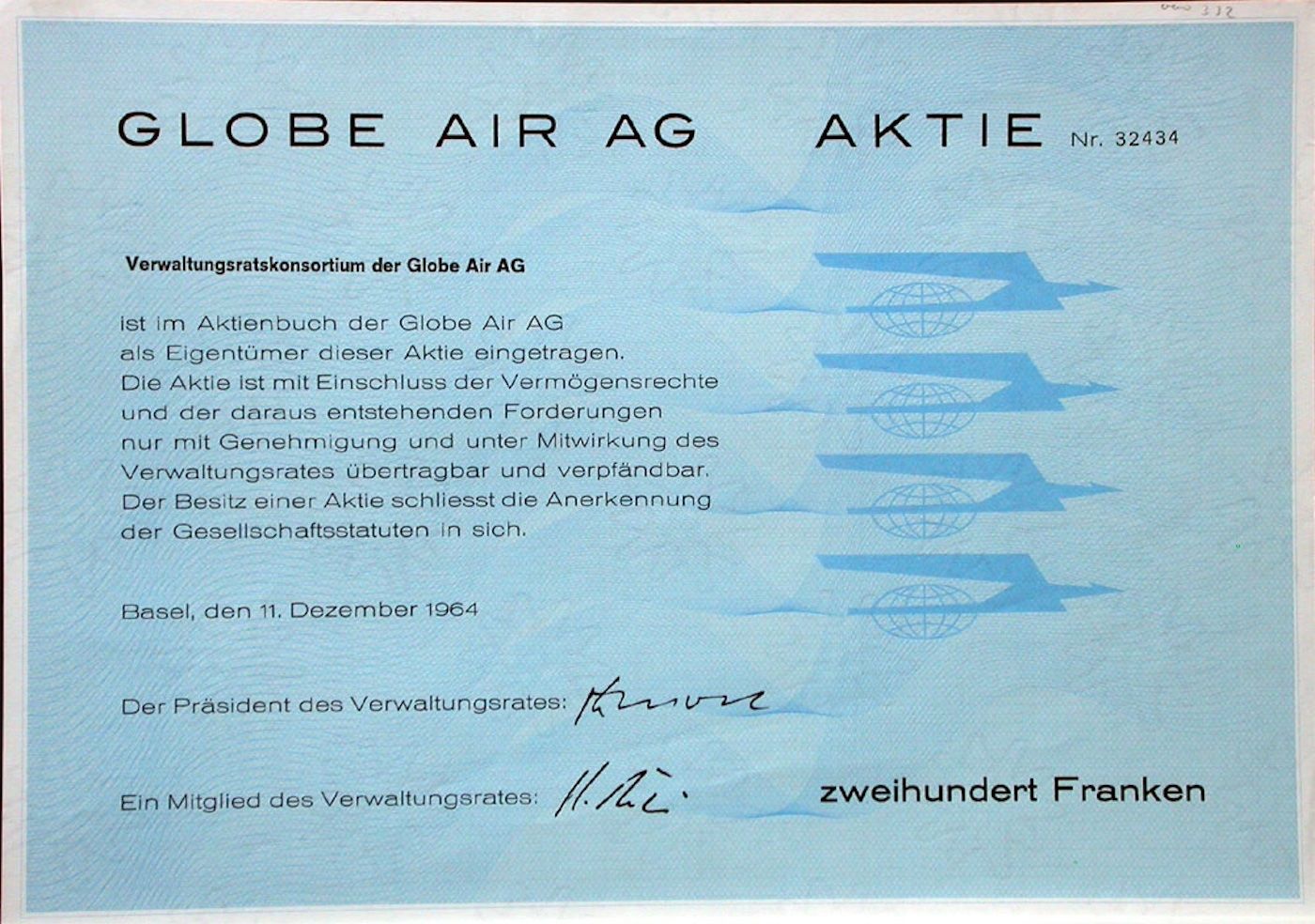 Documents: Globe Air AG, Basel  - 1964 – D'occasion à Solothurn par Sgasche