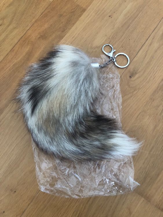 Fuchsschwanz Schlüsselanhänger 40cm - Weich Flaumig Tier Schwanz