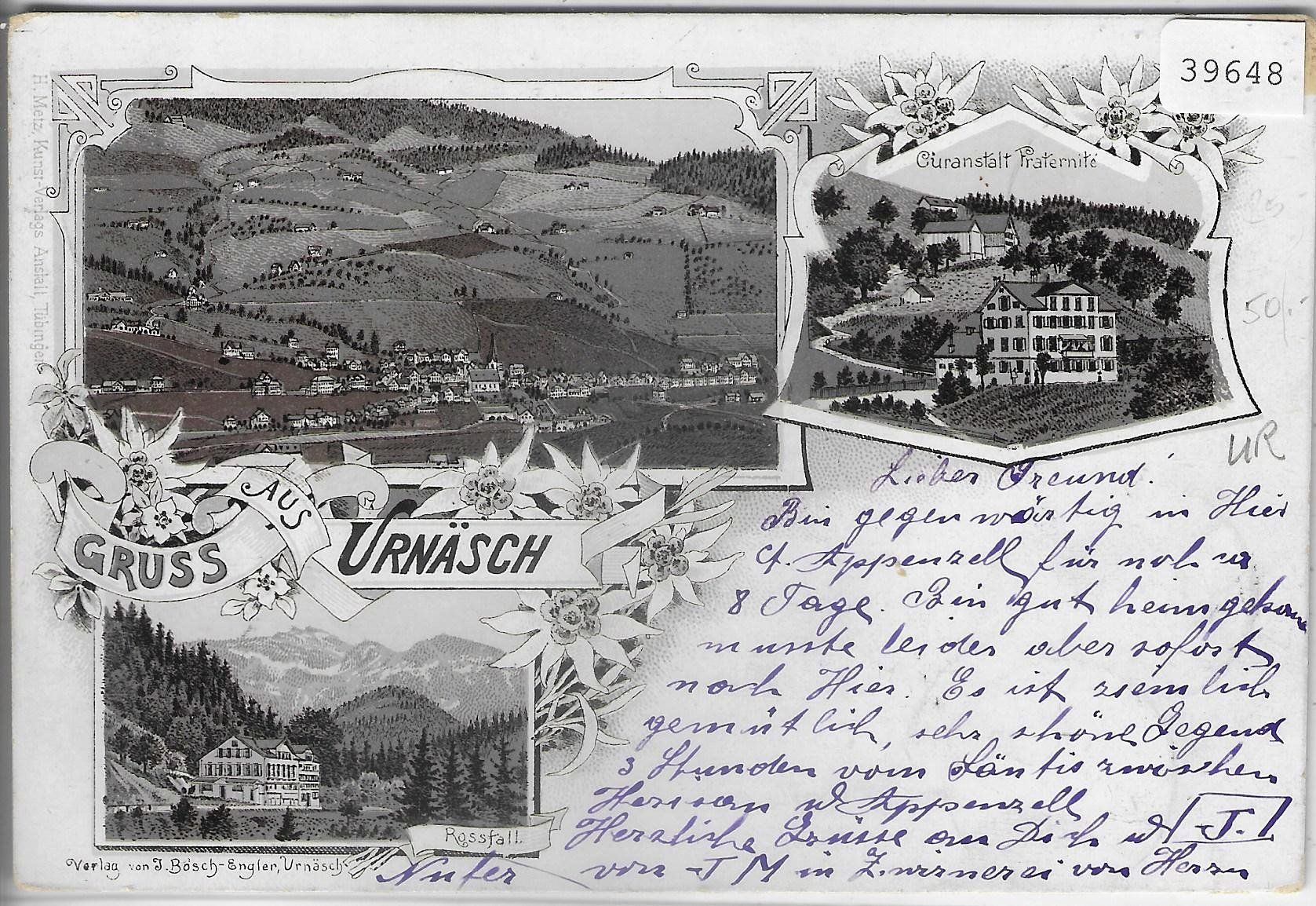 Cartoline postali: Gruss aus Urnäsch - Litho 1898 – Usato da Ettingen venduto da Kartenplanet