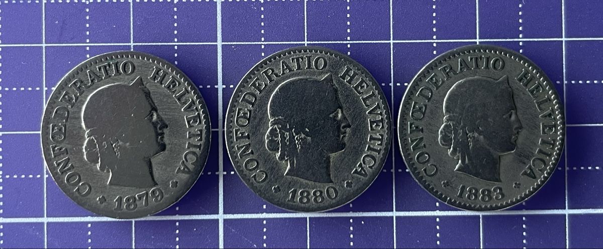 Tutti le monete: CHF 0.10 1879/1880/1883 – Usato da Contone venduto da duda1717