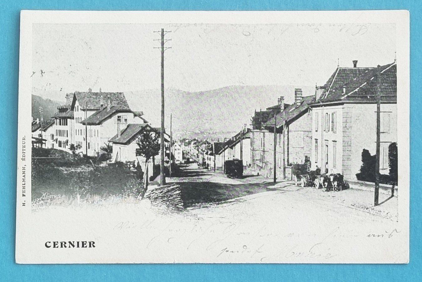 Ansichtskarten: Cernier - Rue du Village - Tramway - Chemin de fer - 1907 – Gebraucht aus Rothrist von RROENK