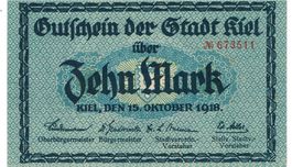 Kiel 10 Mark 15.10.1918 VZ++