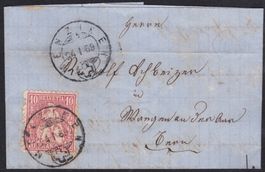 Heimat AG MENZIKEN (E≠O): Früh-Verwendung korr. Stempel 1869