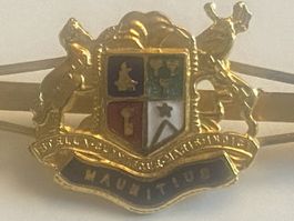 Vintage Krawattenklammer Mauritius Wappen Goldfarben