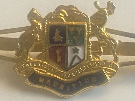 Vintage Krawattenklammer Mauritius Wappen Goldfarben