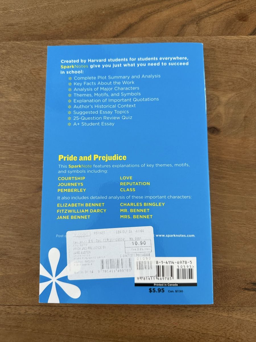 Libri: Pride and Prejudice - Sparknotes – Usato da Moutier venduto da Sparrow2002 1