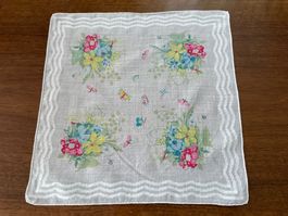 Taschentuch Blumenmuster weiss Grösse ca. 30x30cm