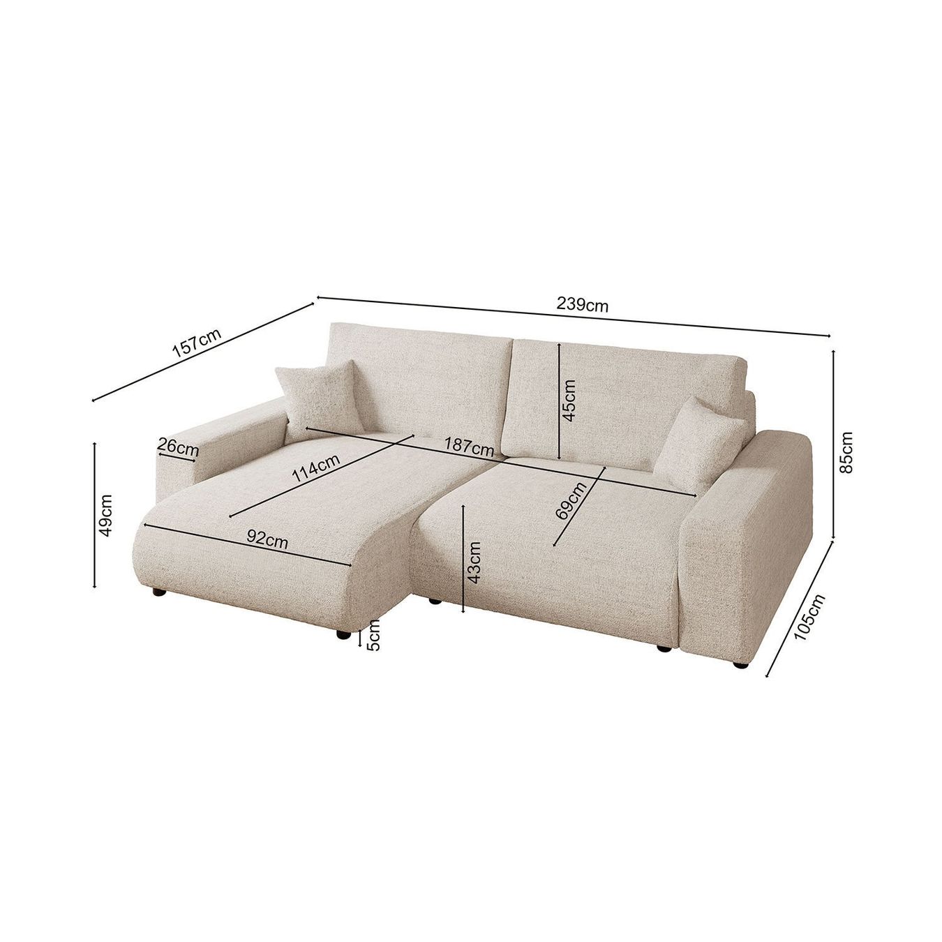 Sofas: Ecksofa  mit Bettfunktion - Bettkasten – Neuf avec emballage d'origine à Zug par Cheap-Shop 2
