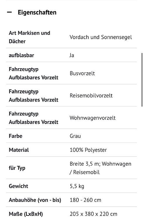 Verande & Tende da sole: Vorzelt  Camper Sonnenschutz – Usato da Gerzensee venduto da ettigirbs 3