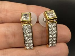 Vintage-Ohrringe Cabouchon Paris – Goldfarben