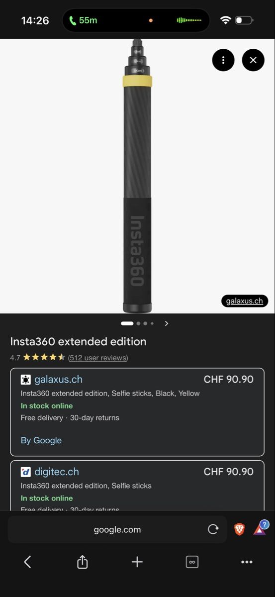 DJI Action Cam: Osmo 360 + 3m Carbon insta360 stick – Nuovo (secondo la descrizione) da Seftigen venduto da nuno_mota 2