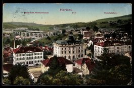 AK Herisau, Ort mit Post, Realschule und Glattalviadukt