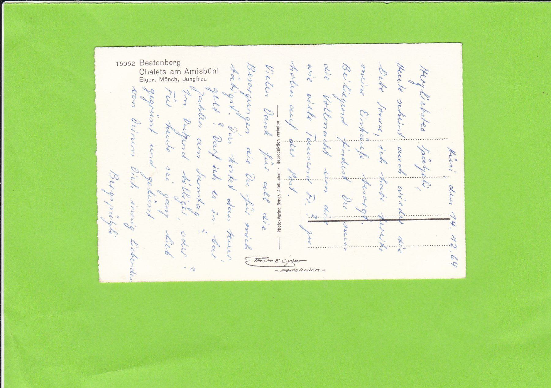 Cartes postales: 16062 Beatenberg, Chalets am Amisbühl – D'occasion à St. Peterzell par neckertal 1