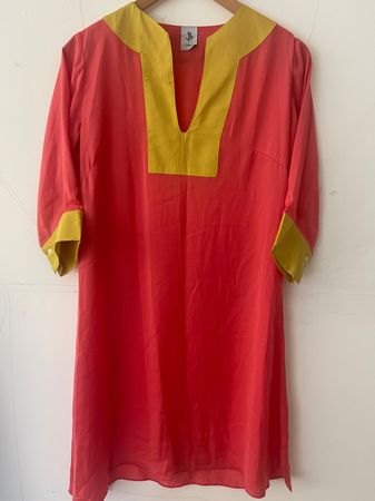 Kleid Seide Pfirsich Lime sehr hochwertig und tolle Farbe