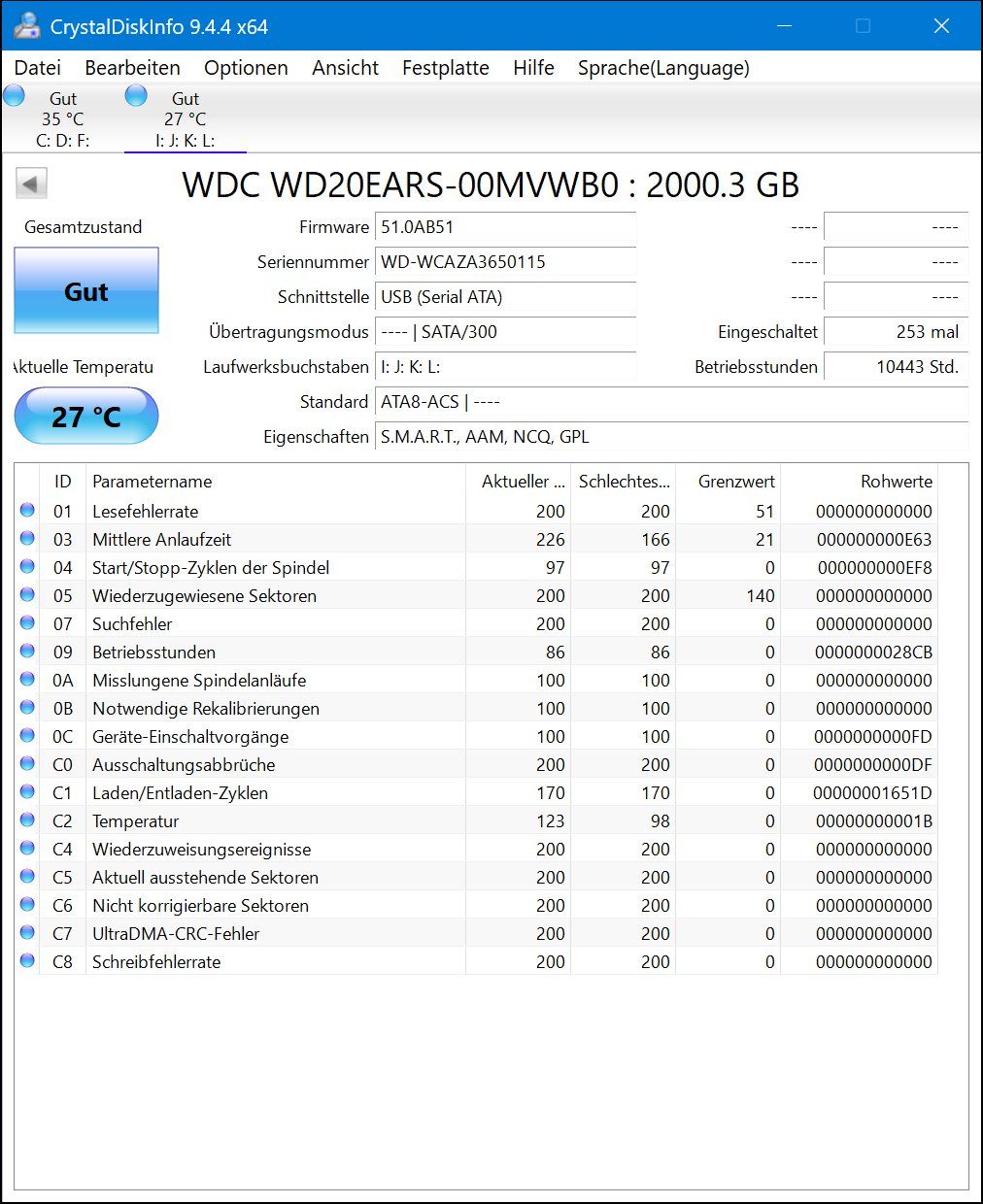 Western Digital Disques durs: Harddisk WD20EARS 2TB SATA 10443 std – D'occasion à Neuhausen par Juhui584 1