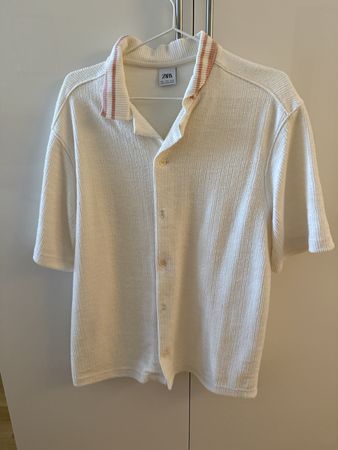 Zara Hemd Kurzarm Offwhite Grösse S NEU