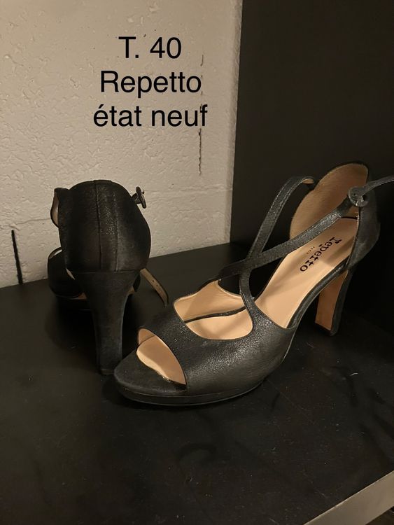 Derbies Repetto Modèle Garbo En Cuir Noir - Taille 40/39 - Occasion TTBE