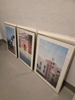 Drei Bilderrahmen mit Kunstdrucken goldfarben gebraucht