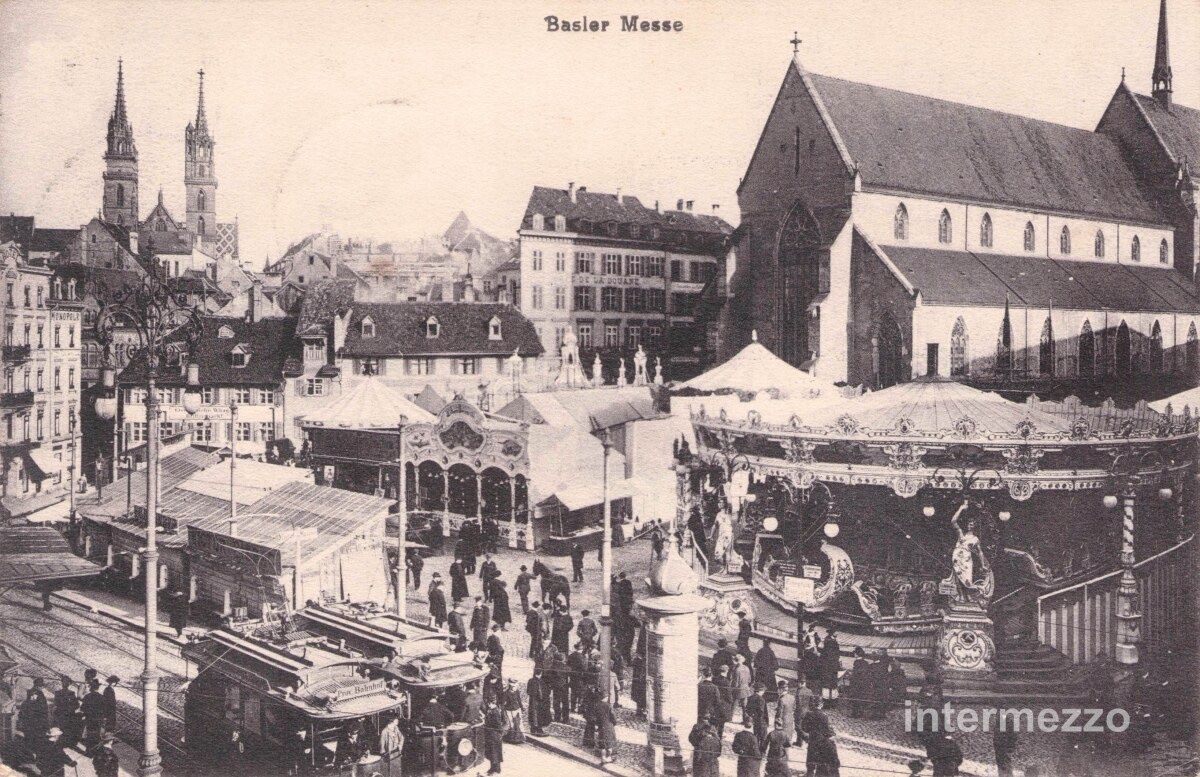 Cartoline postali: Basel // 1908 Herbstmesse Messe Barfüsserplatz – Usato da Basel venduto da intermezzo12