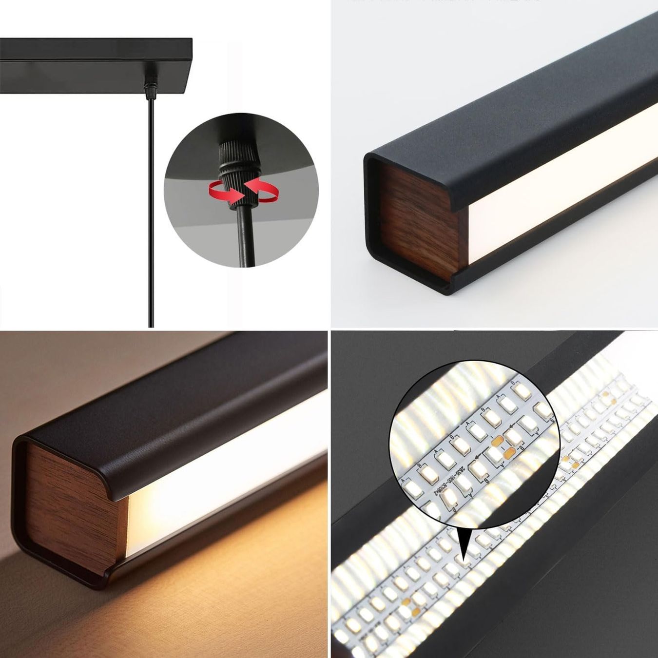 Kronleuchter & Deckenlampen: LED Pendelleuchte Esszimmer Tisch 100cm dimmbar Schwarz – Neu und originalverpackt aus Wittenbach von VELARO 4