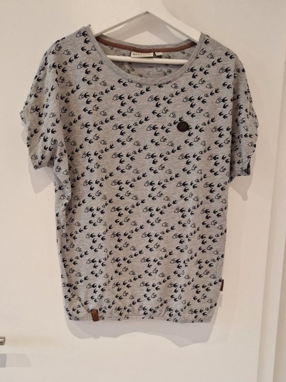 Naketano T-Shirt Femme Gris Motif Graphique Casual (EU 40, INT L