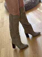 Stiefel ZARA Lederimitat beige Grösse 38 Schaftstiefel gebra