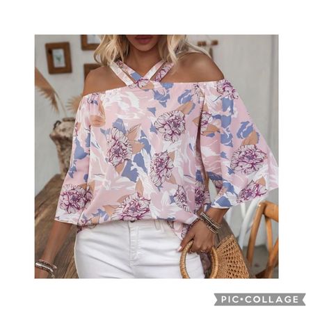 ❤️Sommerliches Schulterfreies Blusentop mit Blumenprint,