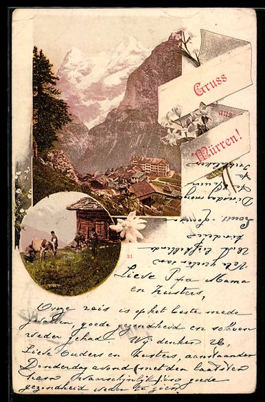 Cartoline postali: AK Mürren, Dorfansicht mit Bergpanorama – Usato da Berlin venduto da bartko-reher