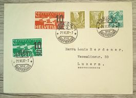 TR59 Enveloppe + Timbre Suisse 1937