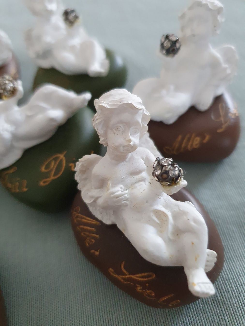 Figuren: Engel auf Stein mit Spruch 7 Stück – Gebraucht aus Klingnau von Fee1960 1