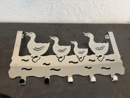 Türgarderobe Enten Design Edelstahl fünf Haken silberfarben