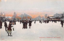 2 uralte Ansichtskarten OBERWIL BL 1910/39 EISBAHN !!!