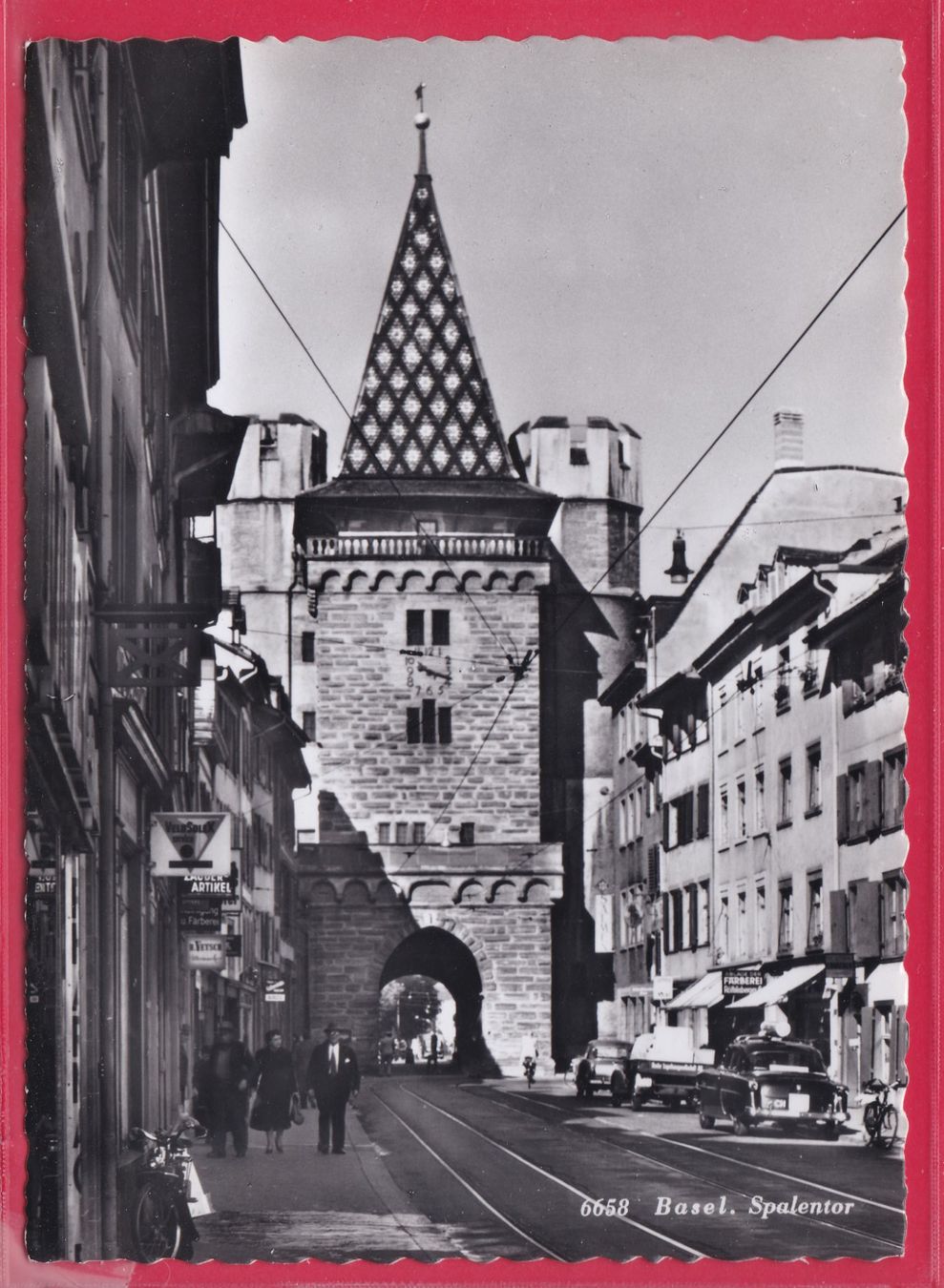 Cartoline postali: BASEL, SPALENTOR, 12.4.1957 – Usato da Oberrieden venduto da Gebirgsstelze