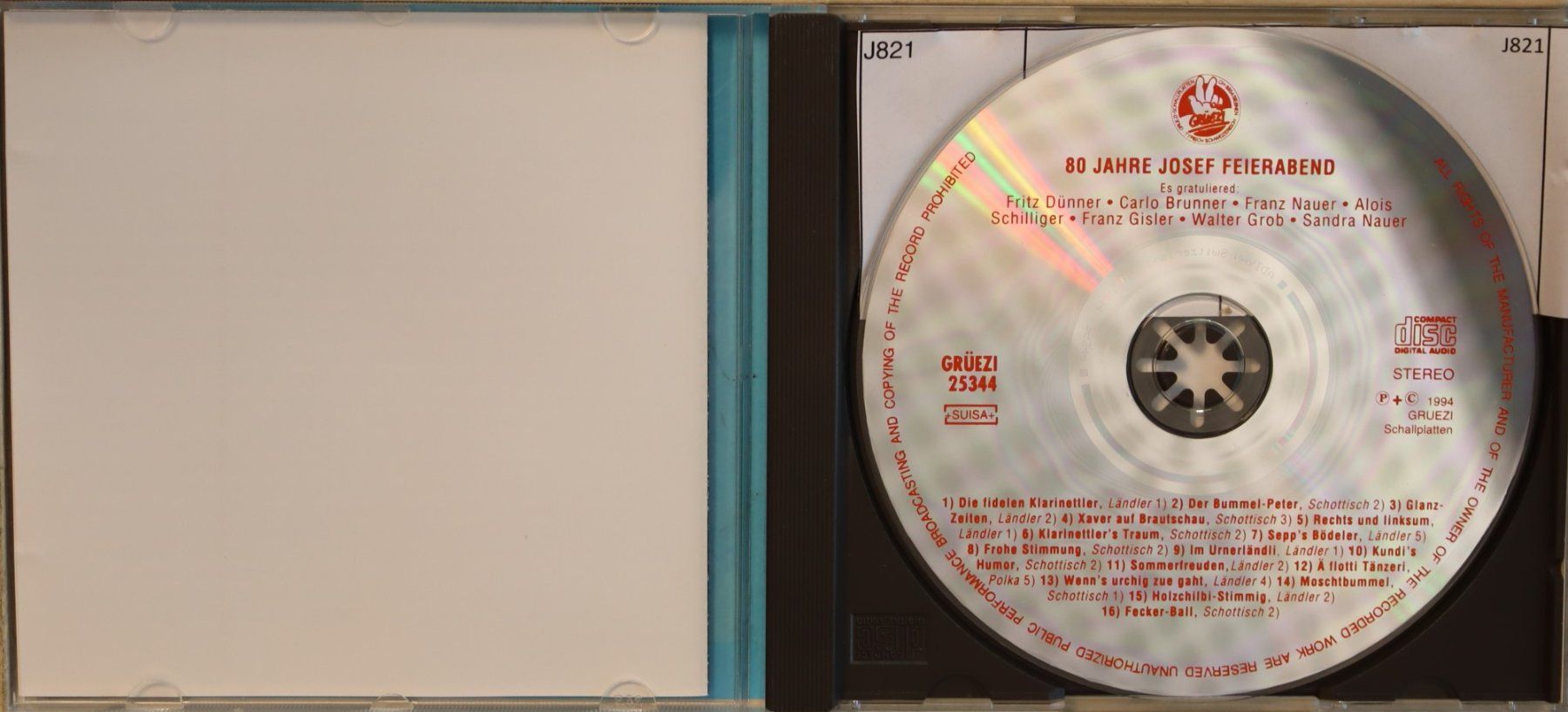 CD: 80 Jahre Josef Feierabend – Usato da Luzern venduto da CONTENTI 1