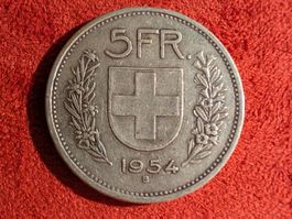 Schweizer Silbermünze 5 Franken 1954