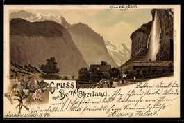 Litho Berner Oberland, Häuser u. Strass