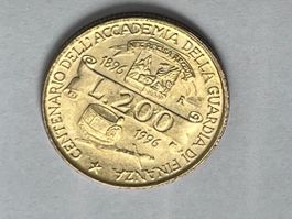 200 Lire Italien Gedenkmünze 1996