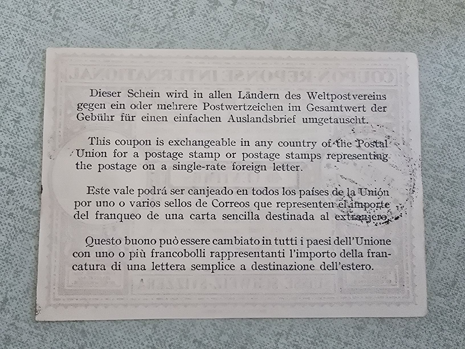 Tutti i francobolli: Coupon-réponse international suisse de 1932 – Nuovo (secondo la descrizione) da Satigny venduto da Baazarbaron 1