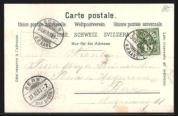 Cartoline postali: Büren a. A., Ortsansicht von einen Berg – Usato da Berlin venduto da bartko-reher 1
