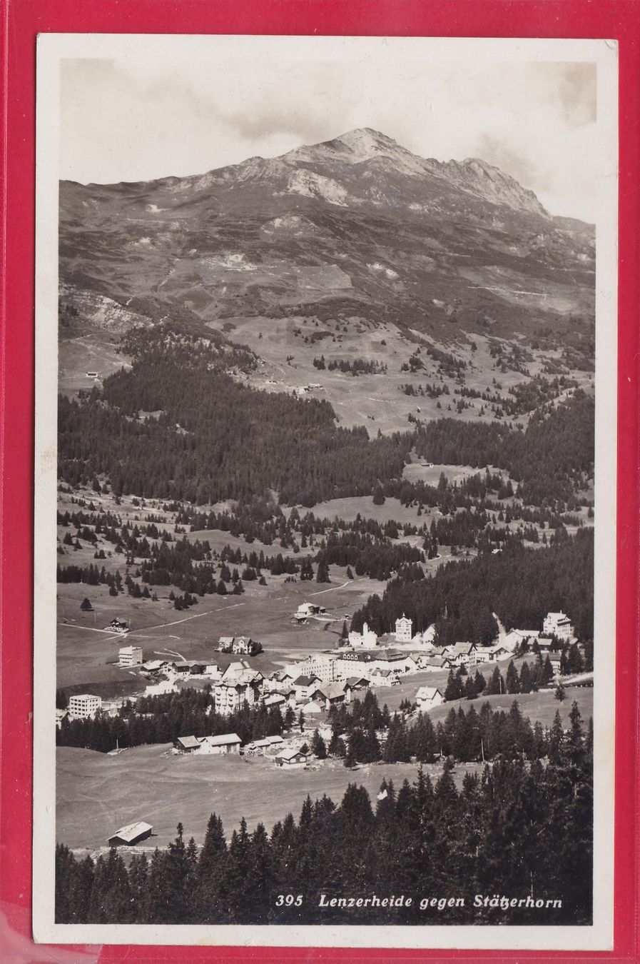 Ansichtskarten: LENZERHEIDE GEGEN STÄTZERHORN, 29.8.1933 – Gebraucht aus Oberrieden von Gebirgsstelze