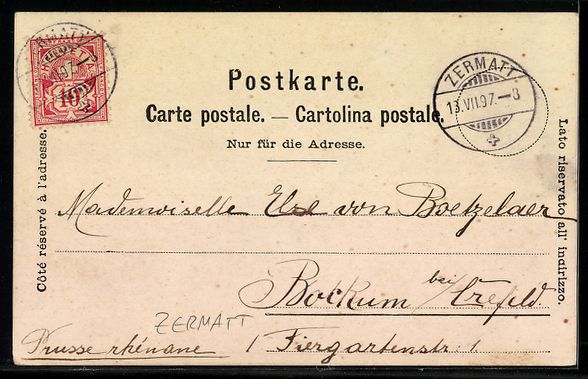 Cartoline postali: AK Zermatt, Chalets vor Bergkulisse – Usato da Berlin venduto da bartko-reher 1