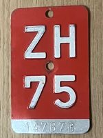 ZH 75 - VELONUMMER - FAHRRADSCHILD - PLAQUE DE VELO - ZH 75