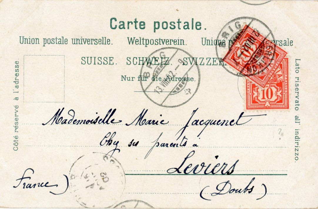 Cartoline postali: Brig  VS   gegen den Simplon        um 1902 – Usato da Brig venduto da Valcards54 1