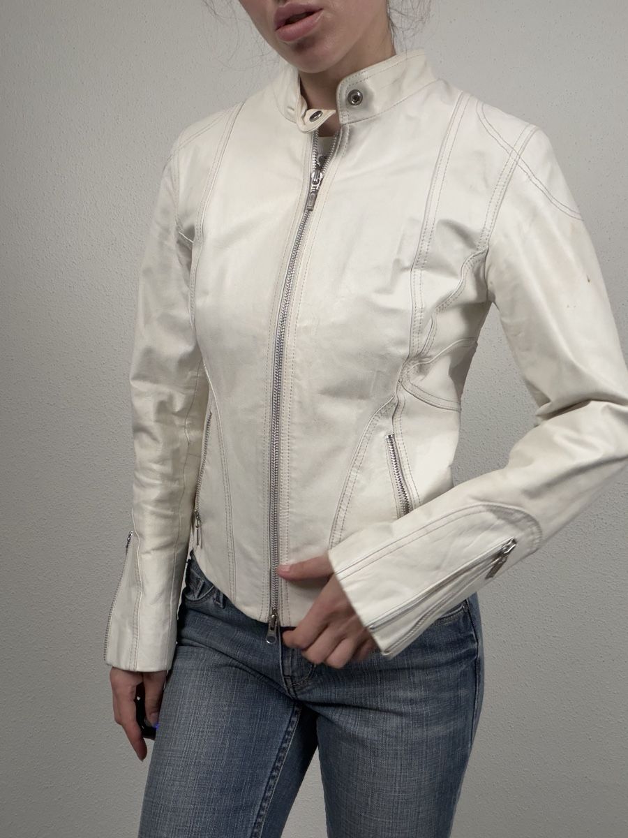 Giacche: Ladies Leather Jacket, Cream – Usato da Knonau venduto da Grapesvintage 4