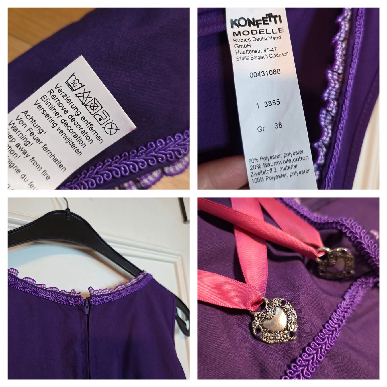 Costumi: Dirndl Gr. 38/40 lila-pink Konfetti Modelle – Usato da Wald ZH venduto da CapLux 7