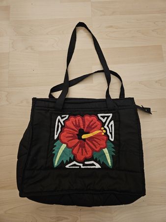 Schwarze Stofftasche Mola aus Panama (San Blas)